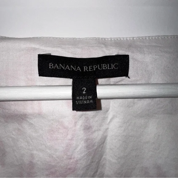 Banana Republic Linen-Cotton Red/Pink/White Floral Mini Dress V-Neck - Size 2 - Picture 5 of 11